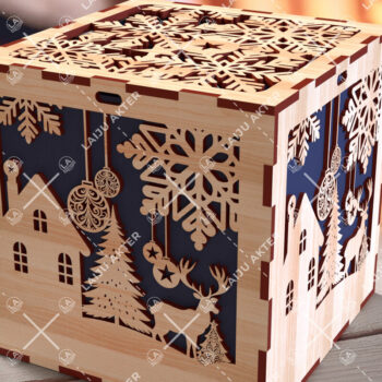 Intra απο ξύλο plywood 3mm-4mm πάχος Χριστουγεννιάτικο κουτί δώρου Squar με Δίασταση 4x4 cm INTRAFABR-108266909 - Image 3
