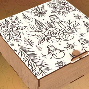 Intra απο ξύλο plywood 3mm-4mm πάχος Χριστουγεννιάτικο τετράγωνο κουτί με αρθρωτό κάλυμμα Δίασταση 15x15 cm INTRAFABR-109675649