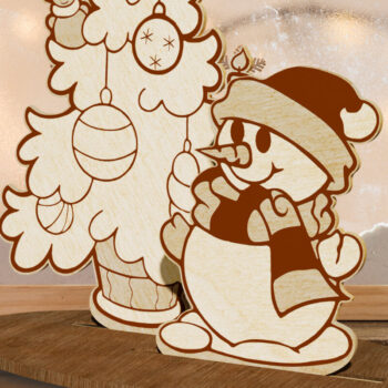 Intra απο ξύλο plywood 3mm-4mm πάχος Χριστουγεννιάτικο περίπτερο με χιονάνθρωπο Δίασταση 2x2 cm INTRAFABR-108342585 - Image 1