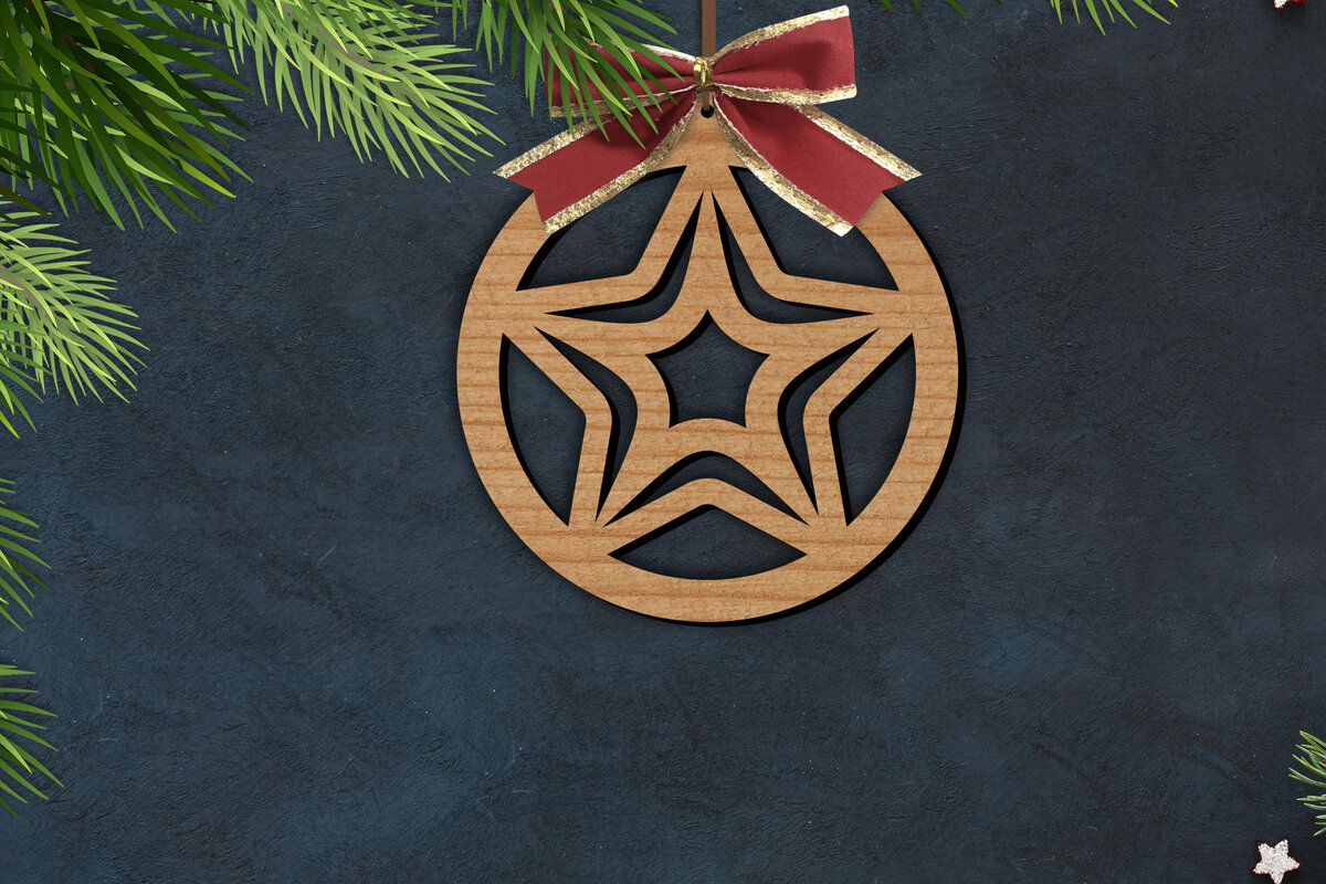 Intra απο ξύλο plywood 3mm-4mm πάχος Χριστουγεννιάτικη Αστέρια Μπάλα | Δίασταση 15x15 cm INTRAFABR-76134867