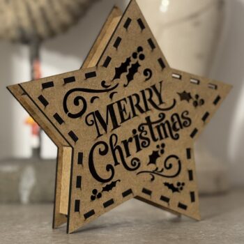 Intra απο ξύλο plywood 3mm-4mm πάχος Χριστουγεννιάτικο Αστέρι - Κηροπήγιο Δίασταση 15x15 cm INTRAFABR-107966248 - Image 3