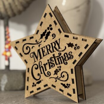 Intra απο ξύλο plywood 3mm-4mm πάχος Χριστουγεννιάτικο Αστέρι - Κηροπήγιο Δίασταση 15x15 cm INTRAFABR-107966248 - Image 4