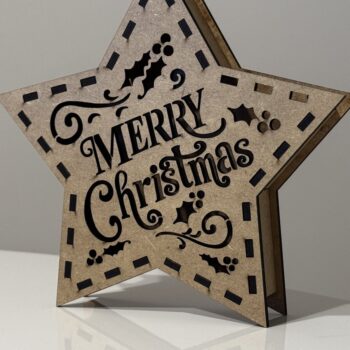 Intra απο ξύλο plywood 3mm-4mm πάχος Χριστουγεννιάτικο Αστέρι - Κηροπήγιο Δίασταση 15x15 cm INTRAFABR-107966248 - Image 5