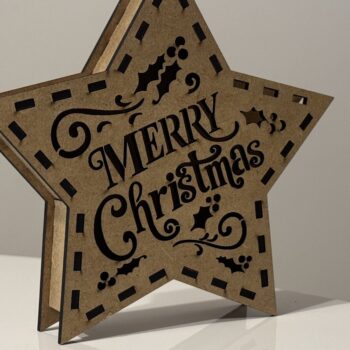Intra απο ξύλο plywood 3mm-4mm πάχος Χριστουγεννιάτικο Αστέρι - Κηροπήγιο Δίασταση 15x15 cm INTRAFABR-107966248 - Image 6