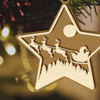 Intra απο ξύλο plywood 3mm-4mm πάχος Χριστουγεννιάτικο Αστέρι, Διακόσμηση Χριστουγεννιάτικου Δέντρου Δίασταση 4x4 cm INTRAFABR-84429176 - Image 1