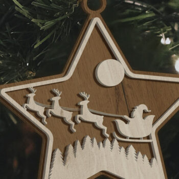 Intra απο ξύλο plywood 3mm-4mm πάχος Χριστουγεννιάτικο Αστέρι, Διακόσμηση Χριστουγεννιάτικου Δέντρου Δίασταση 4x4 cm INTRAFABR-84429176 - Image 2