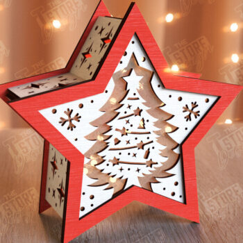 Intra απο ξύλο plywood 3mm-4mm πάχος Χριστουγεννιάτικο Αστέρι Φανάρι | CNC Δίασταση 15x15 cm INTRAFABR-106380734 - Image 3