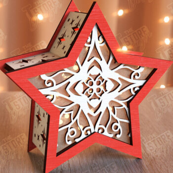 Intra απο ξύλο plywood 3mm-4mm πάχος Χριστουγεννιάτικο Αστέρι Φανάρι | CNC Δίασταση 15x15 cm INTRAFABR-106380734 - Image 4