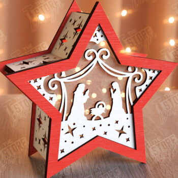 Intra απο ξύλο plywood 3mm-4mm πάχος Χριστουγεννιάτικο Αστέρι Φανάρι | CNC Δίασταση 15x15 cm INTRAFABR-106380734 - Image 6
