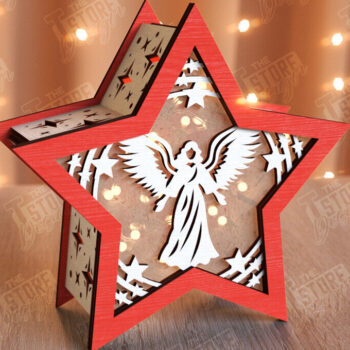 Intra απο ξύλο plywood 3mm-4mm πάχος Χριστουγεννιάτικο Αστέρι Φανάρι | Χριστουγεννιάτικη διακόσμηση Δίασταση 15x15 cm INTRAFABR-106380524 - Image 1