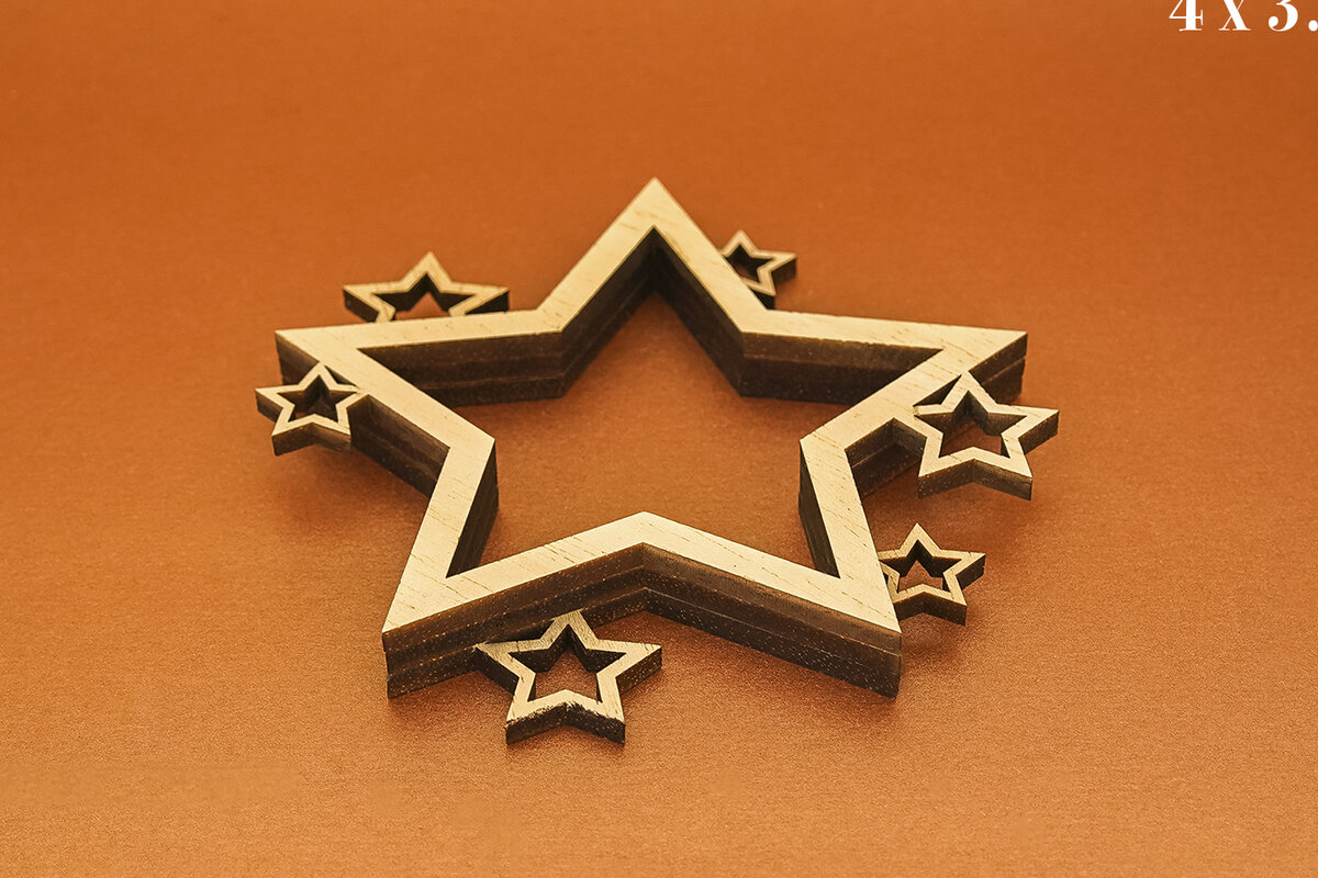 Intra απο ξύλο plywood 3mm-4mm πάχος Χριστουγεννιάτικο Star Layered File 4 Δίασταση 15x15 cm INTRAFABR-111675322 - Image 3