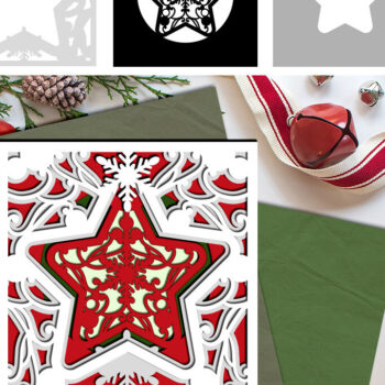 Intra απο ξύλο plywood 3mm-4mm πάχος Χριστουγεννιάτικο αστέρι με στρώσεις χαρτί κοπής Δίασταση 18x18 cm INTRAFABR-17565019 - Image 1