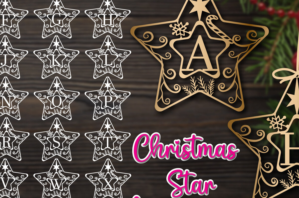 Intra απο ξύλο plywood 3mm-4mm πάχος Μονογράμματος Χριστουγέννων 2 Δίασταση 40x40 cm INTRAFABR-74605477