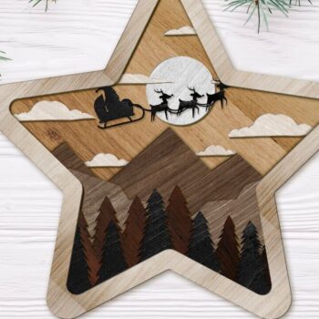 Intra απο ξύλο plywood 3mm-4mm πάχος CHRISTMAS STAR Πολυστρωματική διακόσμηση τοίχου Δίασταση 4x4 cm INTRAFABR-80867050 - Image 1