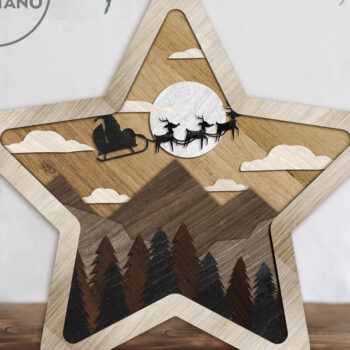 Intra απο ξύλο plywood 3mm-4mm πάχος CHRISTMAS STAR Πολυστρωματική διακόσμηση τοίχου Δίασταση 4x4 cm INTRAFABR-80867050 - Image 3