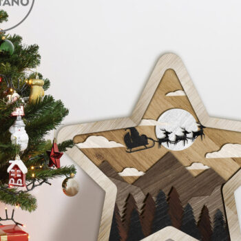 Intra απο ξύλο plywood 3mm-4mm πάχος CHRISTMAS STAR Πολυστρωματική διακόσμηση τοίχου Δίασταση 4x4 cm INTRAFABR-80867050 - Image 4