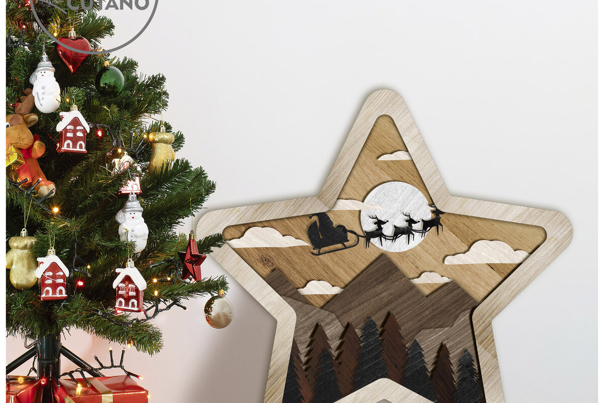 Intra απο ξύλο plywood 3mm-4mm πάχος CHRISTMAS STAR Πολυστρωματική διακόσμηση τοίχου Δίασταση 4x4 cm INTRAFABR-80867050 - Image 4