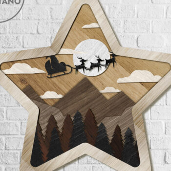 Intra απο ξύλο plywood 3mm-4mm πάχος CHRISTMAS STAR Πολυστρωματική διακόσμηση τοίχου Δίασταση 4x4 cm INTRAFABR-80867050 - Image 6