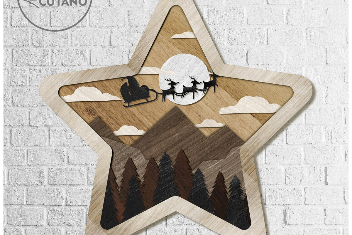 Intra απο ξύλο plywood 3mm-4mm πάχος CHRISTMAS STAR Πολυστρωματική διακόσμηση τοίχου Δίασταση 4x4 cm INTRAFABR-80867050 - Image 6
