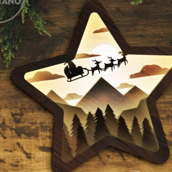 Intra απο ξύλο plywood 3mm-4mm πάχος CHRISTMAS STAR Πολυστρωματική διακόσμηση τοίχου Δίασταση 4x4 cm INTRAFABR-80867050 - Image 9