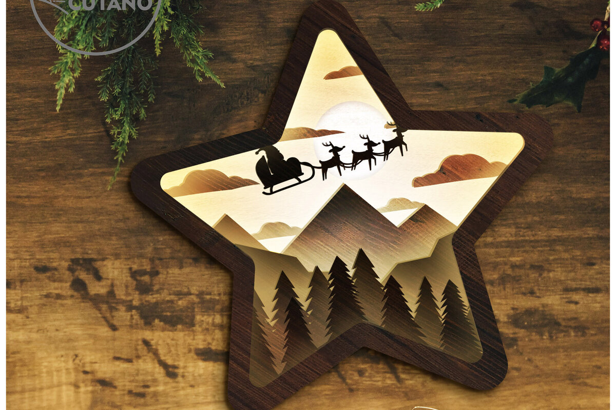 Intra απο ξύλο plywood 3mm-4mm πάχος CHRISTMAS STAR Πολυστρωματική διακόσμηση τοίχου Δίασταση 4x4 cm INTRAFABR-80867050 - Image 9