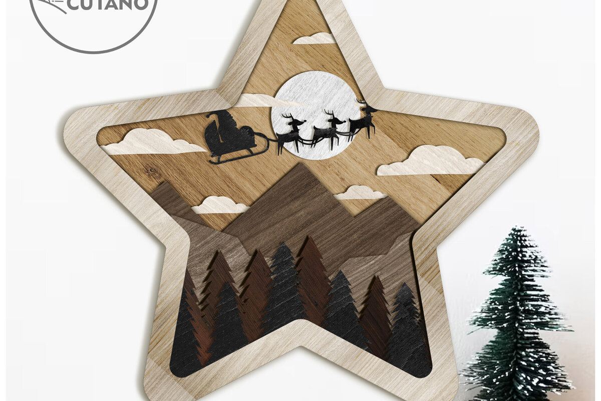 Intra απο ξύλο plywood 3mm-4mm πάχος CHRISTMAS STAR Πολυστρωματική διακόσμηση τοίχου Δίασταση 4x4 cm INTRAFABR-80867050 - Image 10