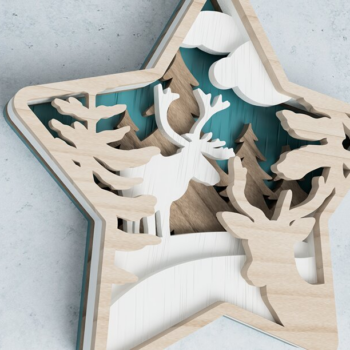 Intra απο ξύλο plywood 3mm-4mm πάχος Χριστουγεννιάτικο στολίδι αστεριών 3D Layered Δίασταση 100x100 cm INTRAFABR-49530735 - Image 1