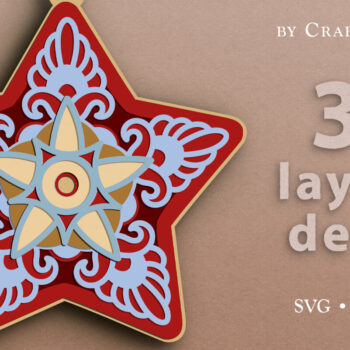 Intra απο ξύλο plywood 3mm-4mm πάχος Χριστουγεννιάτικο Αστέρι στολίδι 3D Layered Δίασταση 8x8 cm INTRAFABR-21643784 - Image 2