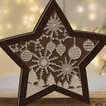 Intra απο ξύλο plywood 3mm-4mm πάχος Χριστουγεννιάτικο στολίδι αστεριών, διακοσμητικό παιχνίδι Δίασταση 4x4 cm INTRAFABR-85268479 - Image 1