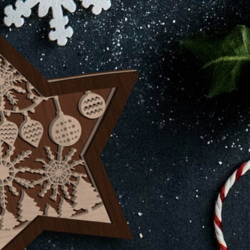 Intra απο ξύλο plywood 3mm-4mm πάχος Χριστουγεννιάτικο στολίδι αστεριών, διακοσμητικό παιχνίδι Δίασταση 4x4 cm INTRAFABR-85268479 - Image 3