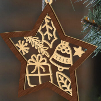 Intra απο ξύλο plywood 3mm-4mm πάχος Χριστουγεννιάτικο στολίδι αστεριών, πολλαπλών στρώσεων Δίασταση 4x4 cm INTRAFABR-85560427 - Image 1