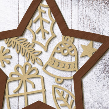 Intra απο ξύλο plywood 3mm-4mm πάχος Χριστουγεννιάτικο στολίδι αστεριών, πολλαπλών στρώσεων Δίασταση 4x4 cm INTRAFABR-85560427 - Image 2