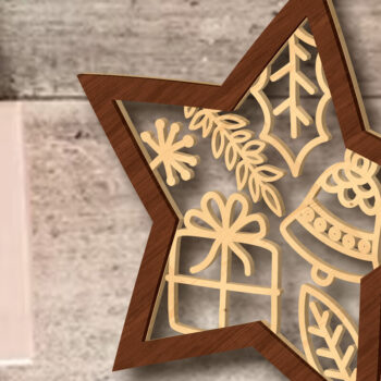 Intra απο ξύλο plywood 3mm-4mm πάχος Χριστουγεννιάτικο στολίδι αστεριών, πολλαπλών στρώσεων Δίασταση 4x4 cm INTRAFABR-85560427 - Image 3
