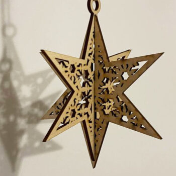 Intra απο ξύλο plywood 3mm-4mm πάχος Χριστουγεννιάτικο στολίδι αστεριών, πολλαπλών στρώσεων Δίασταση 3x3 cm INTRAFABR-83009658 - Image 3