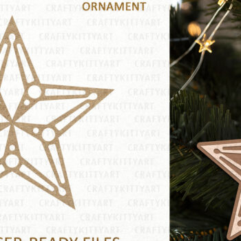 Intra απο ξύλο plywood 3mm-4mm πάχος Χριστουγεννιάτικο στολίδι με αστέρι , Star Cookie Δίασταση 8x8 cm INTRAFABR-112221334 - Image 3