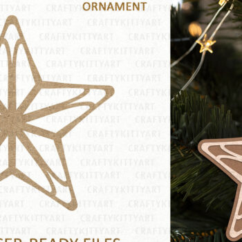 Intra απο ξύλο plywood 3mm-4mm πάχος Χριστουγεννιάτικο στολίδι με αστέρι , Star Cookie Δίασταση 8x8 cm INTRAFABR-112221334 - Image 4