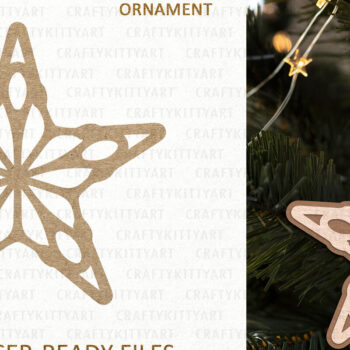 Intra απο ξύλο plywood 3mm-4mm πάχος Χριστουγεννιάτικο στολίδι με αστέρι , Star Cookie Δίασταση 8x8 cm INTRAFABR-112221334 - Image 5
