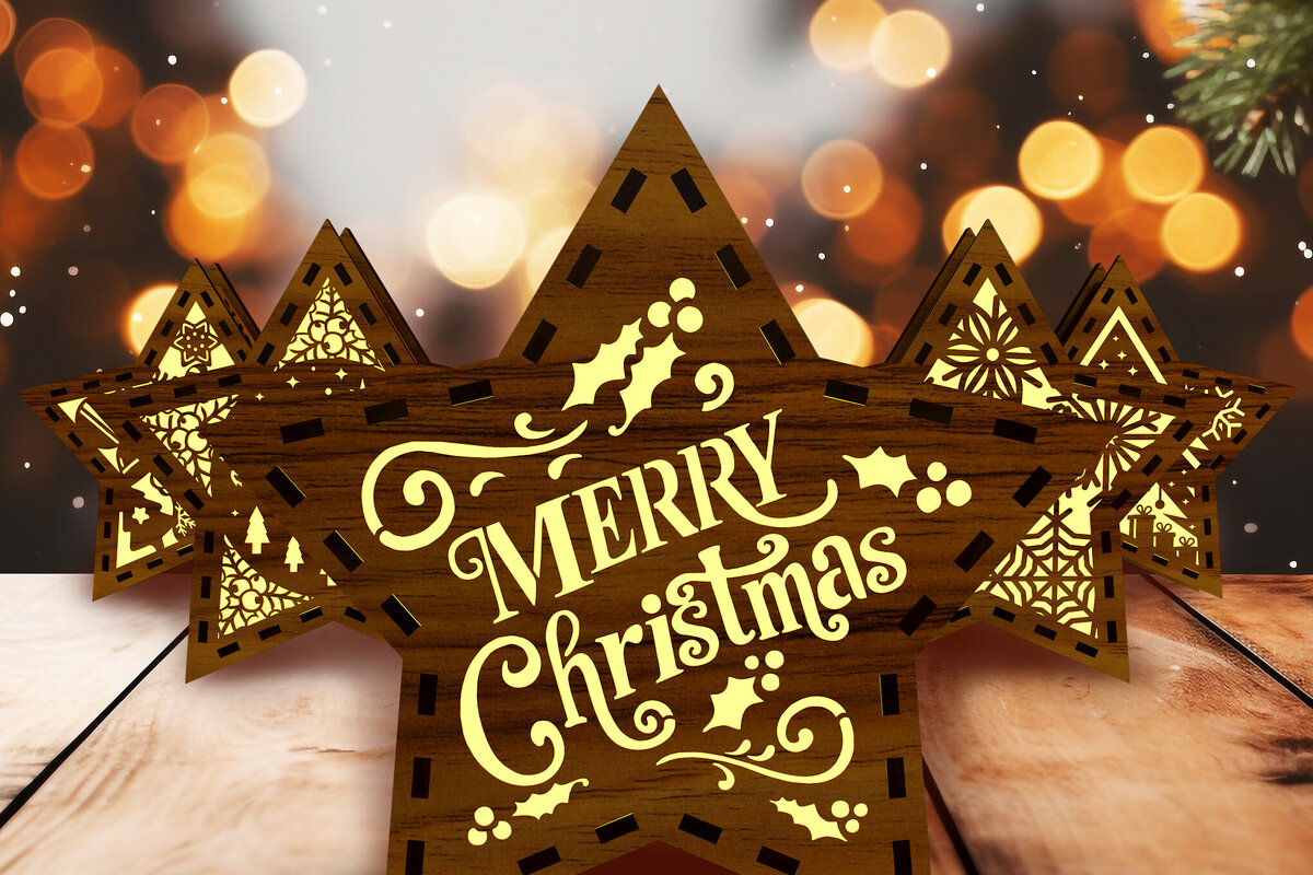 Intra απο ξύλο plywood 3mm-4mm πάχος κεριών Christmas Stars Δίασταση 15x15 cm INTRAFABR-107966485 - Image 2