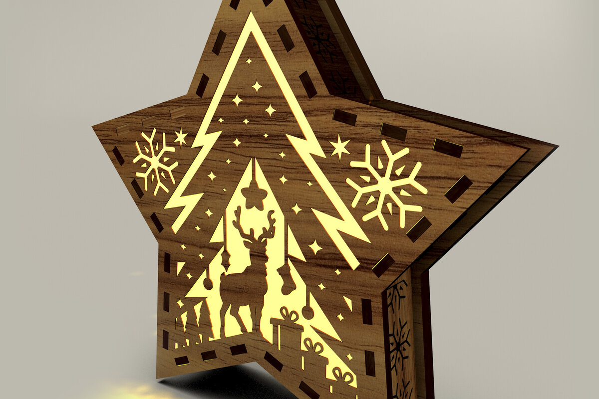 Intra απο ξύλο plywood 3mm-4mm πάχος κεριών Christmas Stars Δίασταση 15x15 cm INTRAFABR-107966485 - Image 3