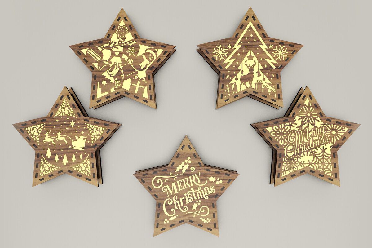 Intra απο ξύλο plywood 3mm-4mm πάχος κεριών Christmas Stars Δίασταση 15x15 cm INTRAFABR-107966485 - Image 5