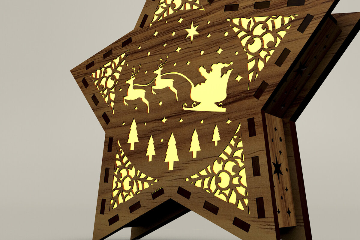 Intra απο ξύλο plywood 3mm-4mm πάχος κεριών Christmas Stars Δίασταση 15x15 cm INTRAFABR-107966485 - Image 7