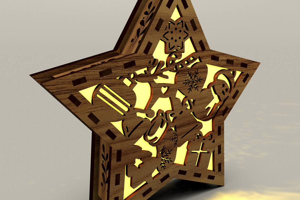 Intra απο ξύλο plywood 3mm-4mm πάχος κεριών Christmas Stars Δίασταση 15x15 cm INTRAFABR-107966485 - Image 8