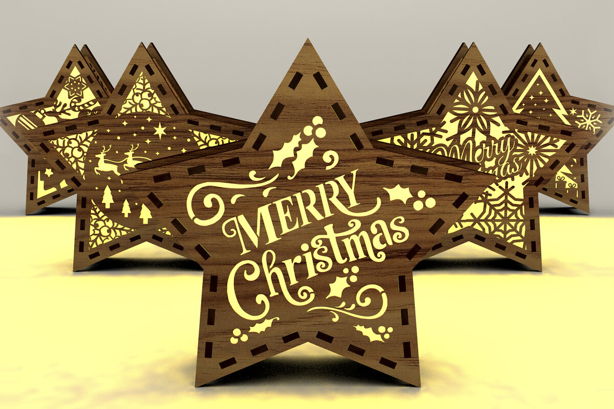 Intra απο ξύλο plywood 3mm-4mm πάχος κεριών Christmas Stars Δίασταση 15x15 cm INTRAFABR-107966485 - Image 9