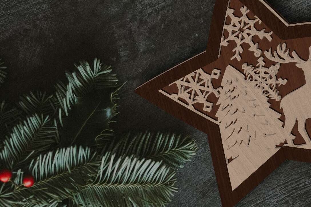 Intra απο ξύλο plywood 3mm-4mm πάχος Χριστουγεννιάτικα αστέρια στολίδια, πρότυπα Δίασταση 4x4 cm INTRAFABR-85415387 - Image 6