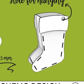 Intra απο ξύλο plywood 3mm-4mm πάχος Χριστουγεννιάτικη κάλτσα για Δίασταση 15x15 cm INTRAFABR-37888012 - Image 2
