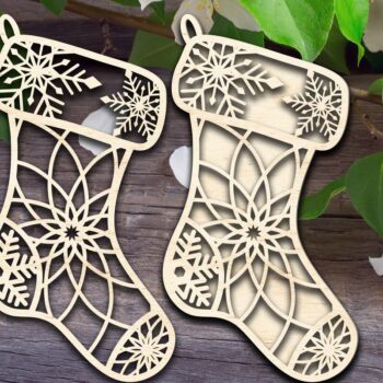 Intra απο ξύλο plywood 3mm-4mm πάχος Χριστουγεννιάτικο στολίδι κάλτσας Δίασταση 8x8 cm INTRAFABR-34291619 - Image 1