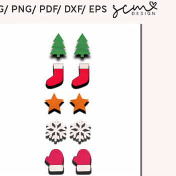 Intra απο ξύλο plywood 3mm-4mm πάχος Χριστουγεννιάτικο σκουλαρίκι  Cut Fil Δίασταση 3x3 cm INTRAFABR-110074032 - Image 1