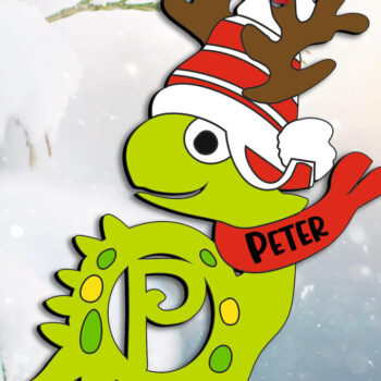 Intra απο ξύλο plywood 3mm-4mm πάχος Χριστουγεννιάτικο δώρο διακοπών Dino P Letter Δίασταση 8x8 cm INTRAFABR-111683285 - Image 1