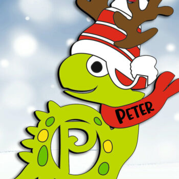 Intra απο ξύλο plywood 3mm-4mm πάχος Χριστουγεννιάτικο δώρο διακοπών Dino P Letter Δίασταση 8x8 cm INTRAFABR-111683285 - Image 3