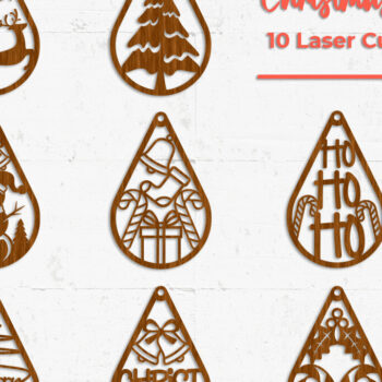 Intra απο ξύλο plywood 3mm-4mm πάχος - Χριστουγεννιάτικα σκουλαρίκια δάκρυ - Laser Cut Δίασταση 3x3 cm INTRAFABR-53893666 - Image 1